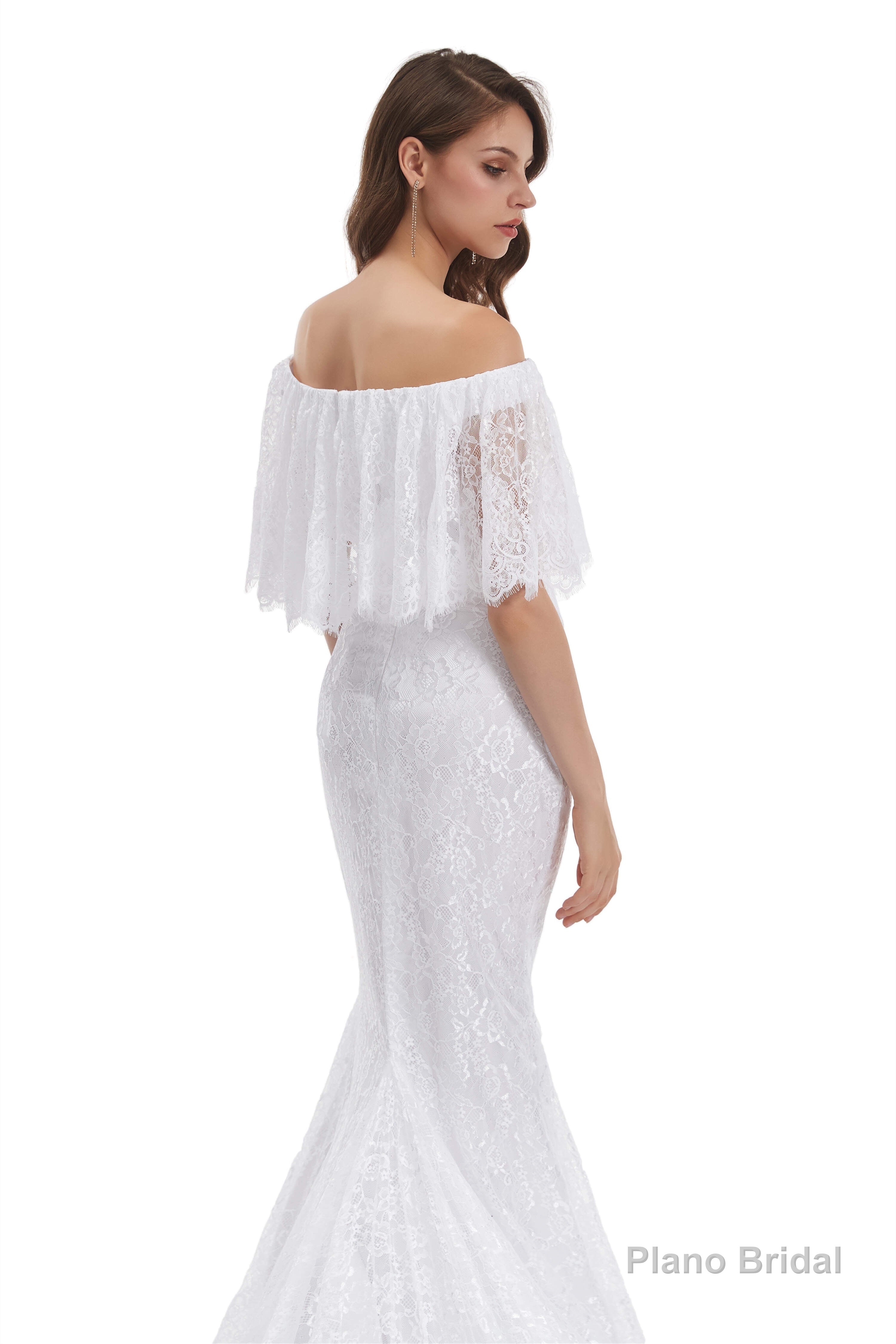 Mermaid Lace Off the Shoulder Wedding Dresses With Train