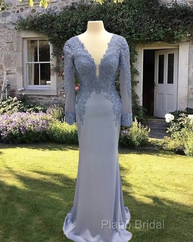 Mermaid Lace Sleeve V Neck Dresses