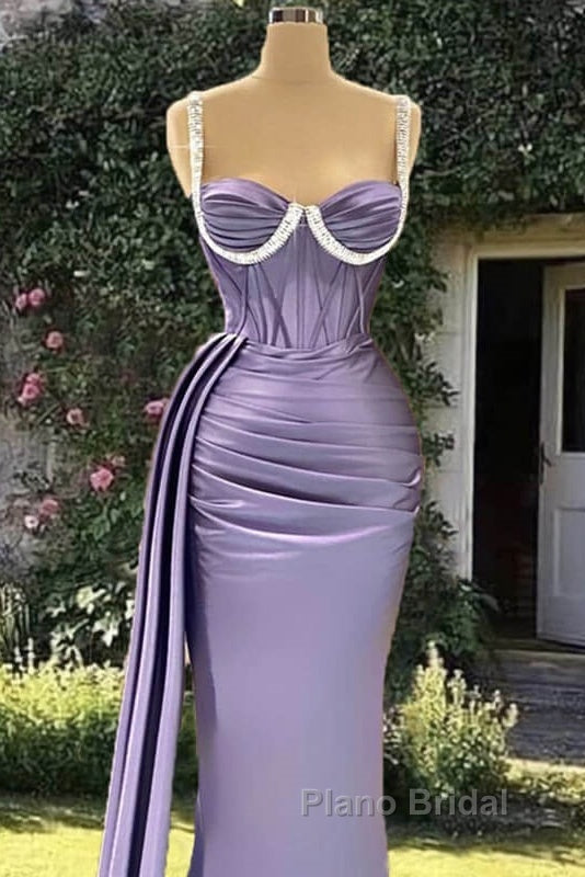 Mermaid Light Purple Satin Corset Gown