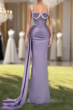 Mermaid Light Purple Satin Corset Gown