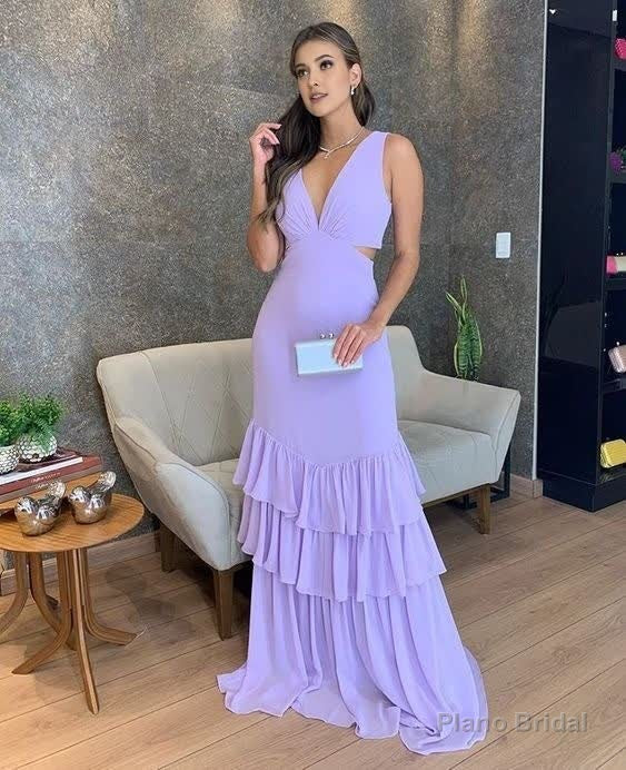 Mermaid Lilac Long prom Dress Party Dress 22th Birthday Outfits Main image