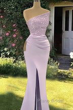 Mermaid Lilac Split Strapless Dresses