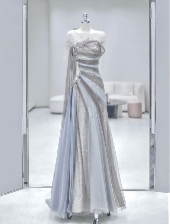 Mermaid Long Formal Prom Dresses Tulle Formal Evening Dresses