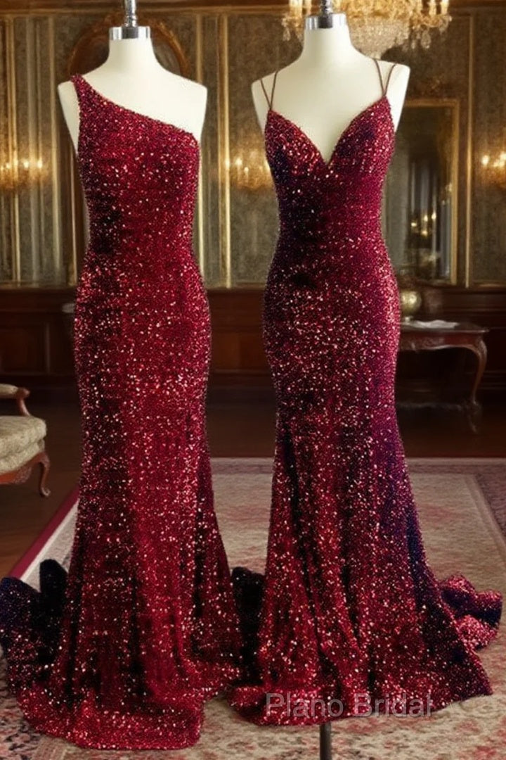 Mermaid Maroon Sequin Formal Dresses Main image