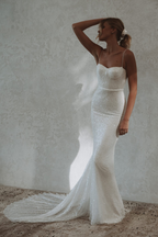 Mermaid Modest Spaghetti Straps Sparkly Long Beach Formal Prom Dresses