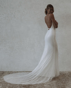Mermaid Modest Spaghetti Straps Sparkly Long Beach Formal Prom Dresses