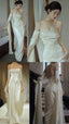 Mermaid Off The Shoulder Floor-Length Satin Long Sleeves Formal Evening Dresses Formal Prom Dresses