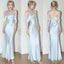 Mermaid Off The Shoulder Floor-Length Sleeveless Light Sky Blue Formal Prom Dresses