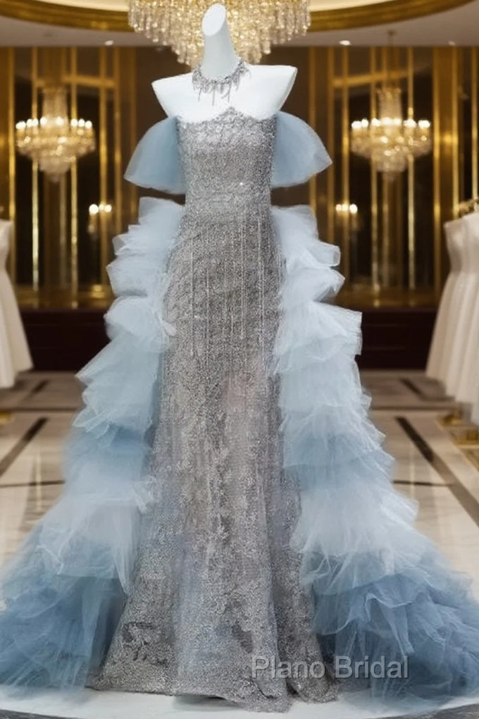 Mermaid Off-The-Shoulder Tulle Sequin Long Ball Gown, Elegant Rhinestone Formal Gown Main image