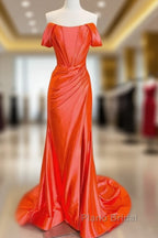 Mermaid Orange Off The Shoulder Dresses