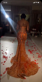 Mermaid Orange Formal Prom Dresses Sleeveless 17Th Birthday Outfits
