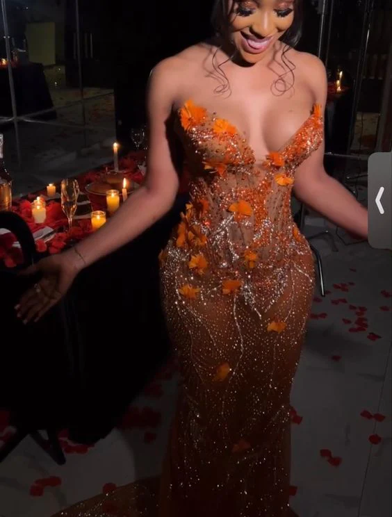 Mermaid Orange Formal Prom Dresses Sleeveless 17Th Birthday Outfits