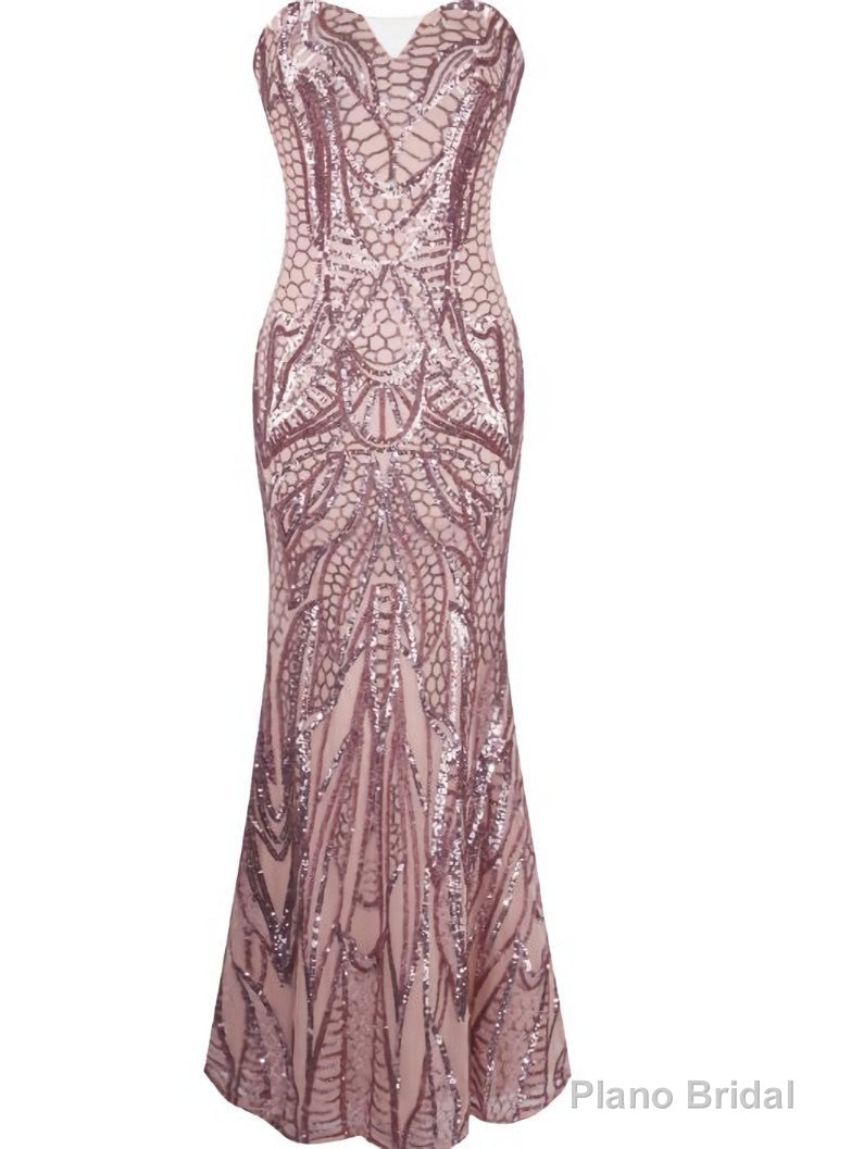 Mermaid Pink Sweetheart Sequins Prom Dress