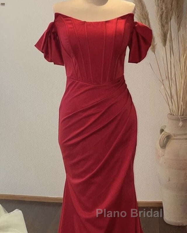 Mermaid Red Satin Corset Dresses Off The Shoulder Secondary image
