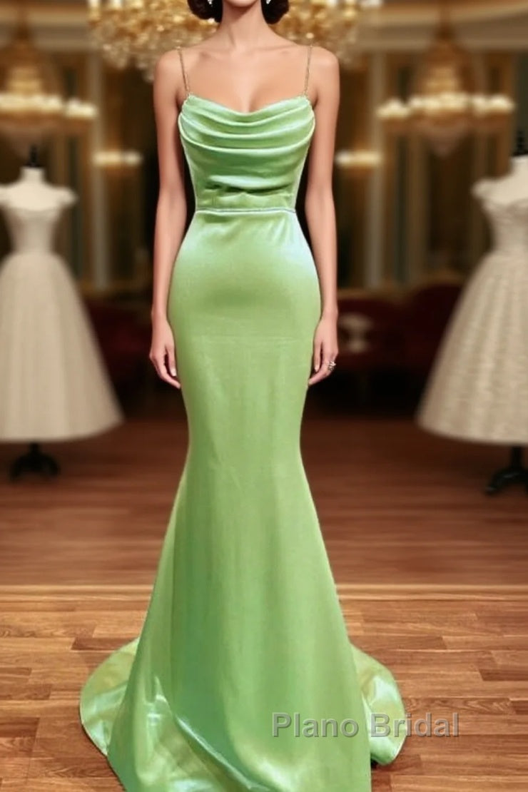 Mermaid Sage Green Spandex Dresses Cowl Neck Main image