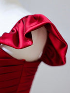 Mermaid Satin Burgundy Long Formal Prom Dresses, Mermaid Burgundy Long Formal Dresses