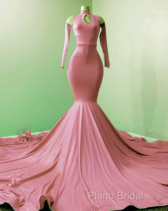 Mermaid Satin Cold Shoulder Formal Prom Dresses Secondary image