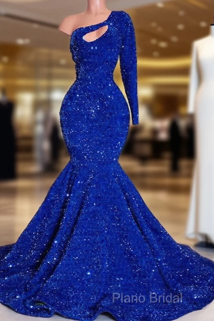 Mermaid Sequin One Shoulder Formal Prom Dresses Main image