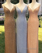 Mermaid Sequined Beaded V-Neck Formal Dresses