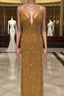 Mermaid Sequined Beaded V-Neck Formal Dresses