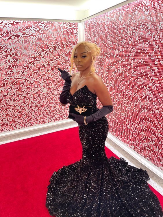 Mermaid Sequins Black Long Formal Prom Dresses 22Th Birthday Outfits With Sleeves Main image