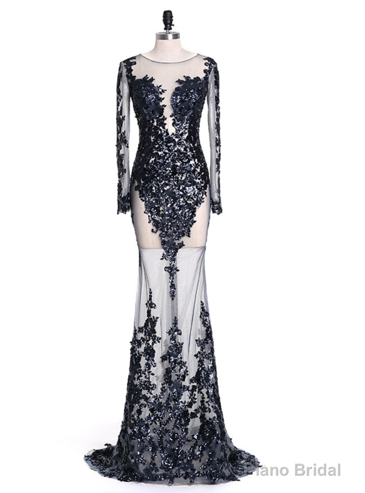 Mermaid Sequins Evening Gowns Appliqued Prom Dresses Main image