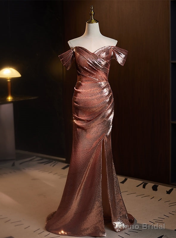 Mermaid Sequins Off the Shoulder Pleats Prom Dress Main image