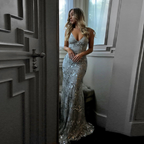 Sexy Mermaid Gold Sequin Tulle Long Backless Formal Prom Dresses Formal Evening Dresses