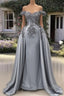 Mermaid Silver Satin Appliques Dresses