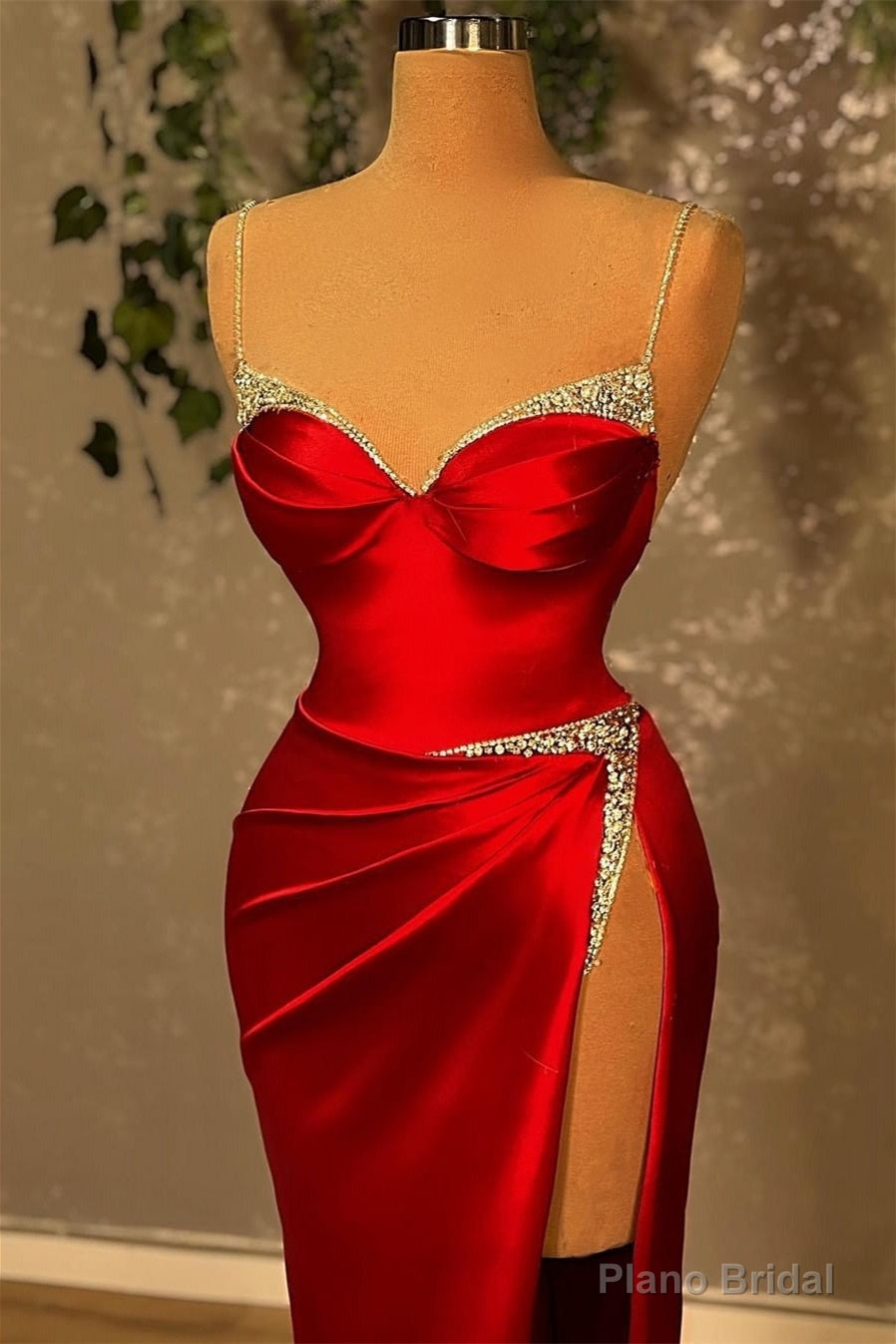 Mermaid Spaghetti strap Sweetheart Floor-length Sleeveless Sequined High Split Prom Dress Secondary image
