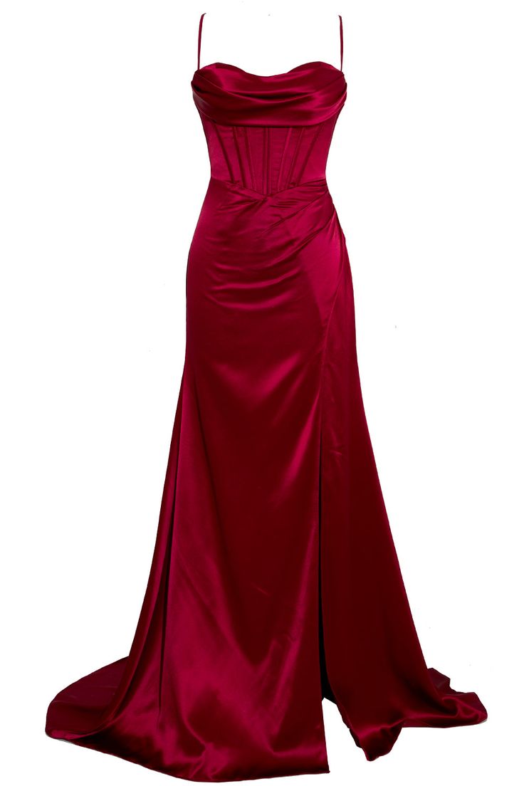Mermaid Spaghetti Straps Floor Length Formal Prom Dresses With Slit 21St Birthday Outfit Secondary image