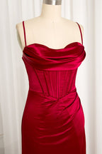 Mermaid Spaghetti Straps Floor Length Formal Prom Dresses With Slit 21St Birthday Outfit