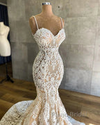 Mermaid Spaghetti-Straps Lace Sleeveless Wedding Dresses