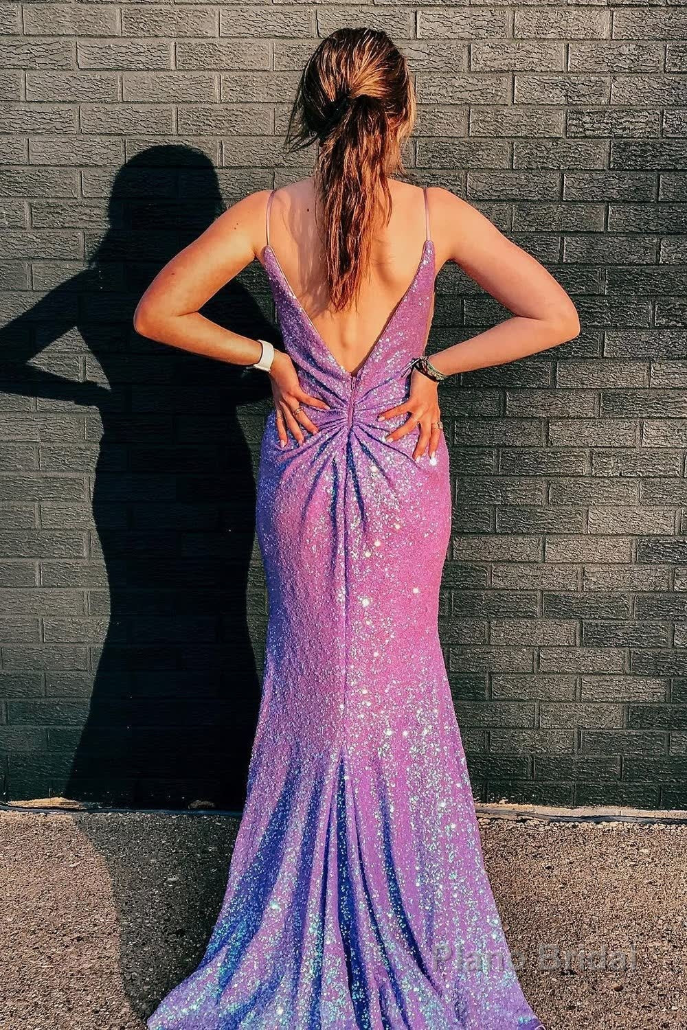 Mermaid Spaghetti Straps Light Purple Long Prom Dress Secondary image