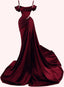 Mermaid Spaghetti Straps Wine Red Long Formal Prom Dresses