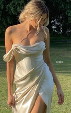Mermaid Split Front Formal Prom Dresses Simple Formal Evening Dresses