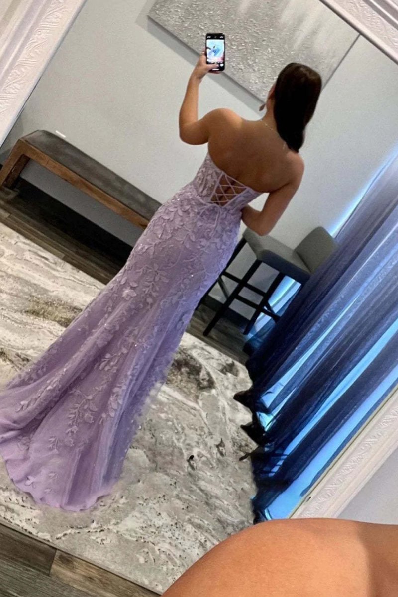 Mermaid Strapless Corset Lace Prom Dress with Slit Secondary image