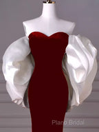 Mermaid Strapless Red Formal Prom Dresses Long Party Dresses