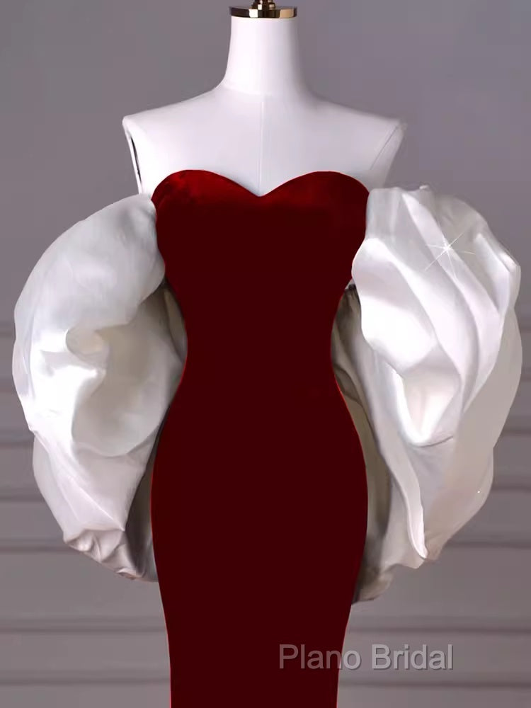 Mermaid Strapless Red Formal Prom Dresses Long Party Dresses Secondary image