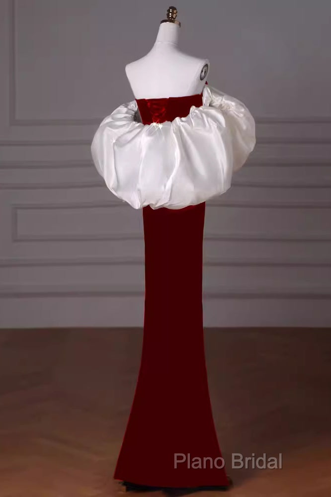 Mermaid Strapless Red Formal Prom Dresses Long Party Dresses