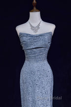 Mermaid Strapless Sequined Long Formal Prom Dresses Elegant Formal Evening Dresses