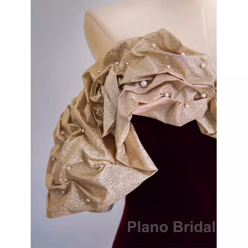 Mermaid Strapless Wine Red Long Formal Prom Dresses