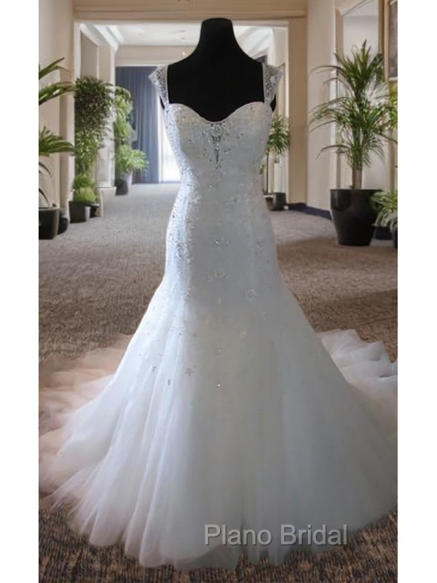 Mermaid Straps Beading Court Train Tulle Wedding Dresses Secondary image