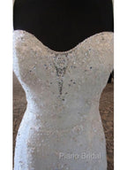 Mermaid Straps Beading Court Train Tulle Wedding Dresses