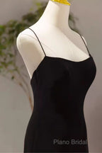 Mermaid Straps Black Velvet Long Formal Prom Dresses