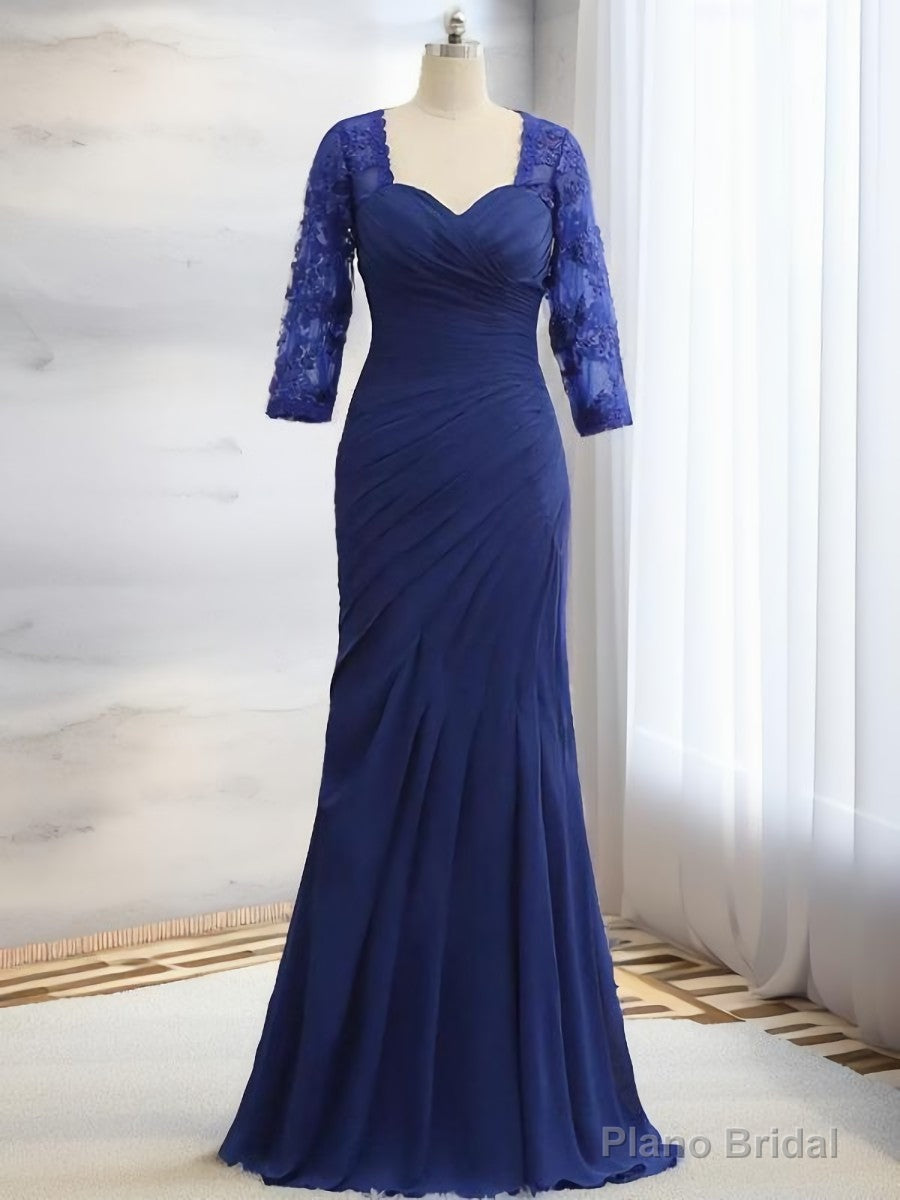 Mermaid Sweetheart 3/4 Sleeves Pleated Floor-Length Chiffon Mother of the Bride Dress Main image