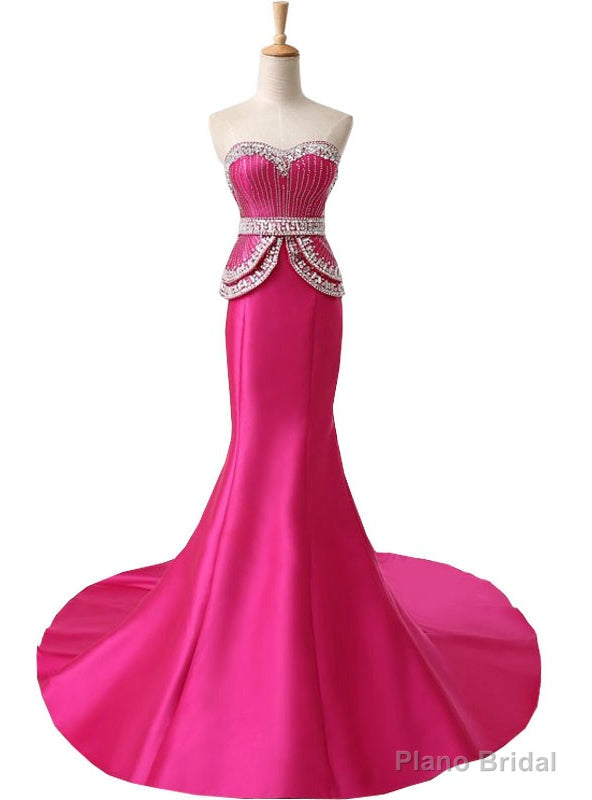 Mermaid Sweetheart Beaded Floor Length Hot Pink Prom Dress Main image