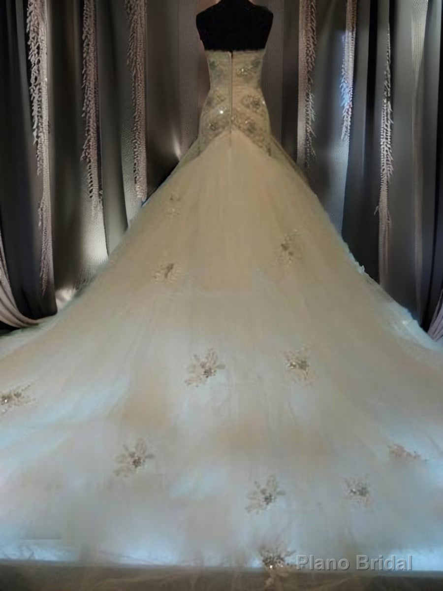 Mermaid Sweetheart Beading Chapel Train Tulle Wedding Dress Secondary image