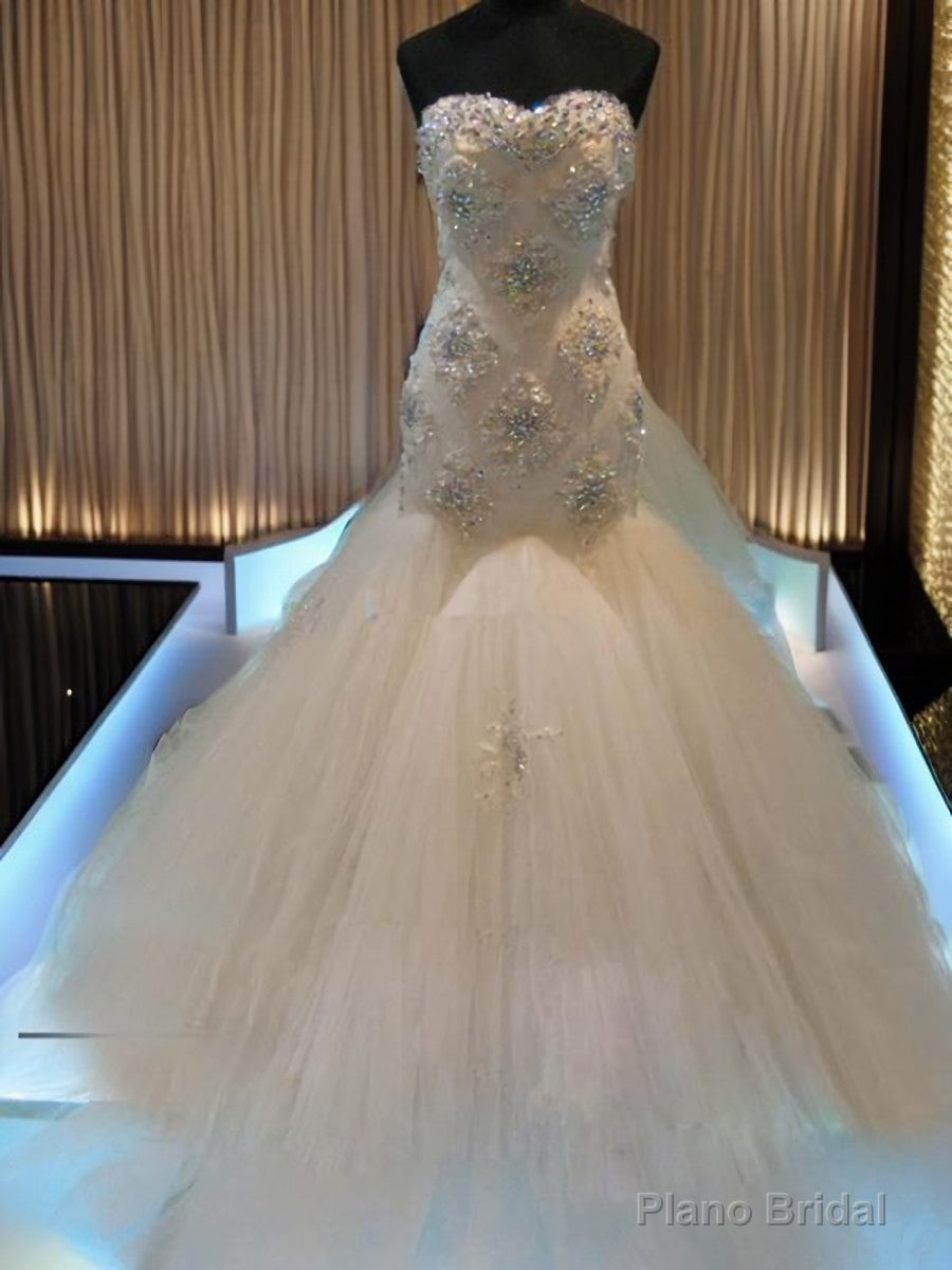 Mermaid Sweetheart Beading Chapel Train Tulle Wedding Dress Main image