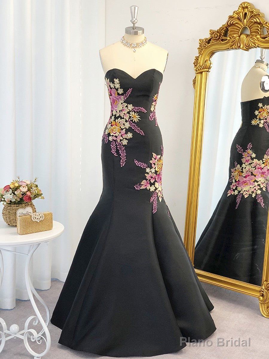 Mermaid Sweetheart Beading Floor-Length Satin Dress Main image